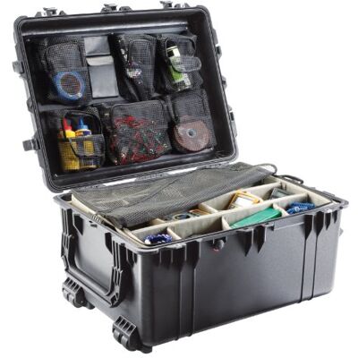 PELI 1630 valise de transport avec roues et poignées robustes, étanche à l'eau et à la poussière IP67, capacité de 148L, fabriquée aux États-Unis, avec séparateur rembourré, couleur: noire PELI 1630 valise de transport avec roues et poignées robustes, étanche à l'eau et à la poussière IP67, capacité de 148L, fabriquée aux États-Unis, avec séparateur rembourré, couleur: noire