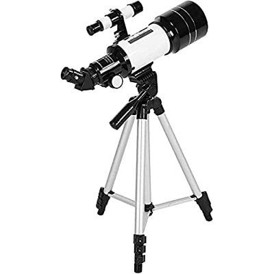 BUFANGE Lunette d'observation réfracteur avec trépied 5 × 24, filtre lunaire, objectif 3x pour observer les étoiles, observer les oiseaux, le camping, télescope astronomique de 70 mm, blanc, A BUFANGE Lunette d'observation réfracteur avec trépied 5 × 24, filtre lunaire, objectif 3x pour observer les étoiles, observer les oiseaux, le camping, télescope astronomique de 70 mm, blanc, A
