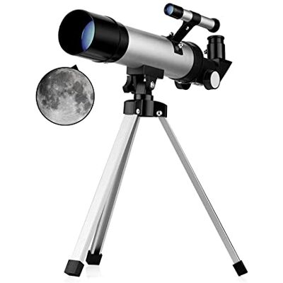 WOWCSXWC Télescope pour enfants débutants, calibre 50 mm, télescope de voyage portable avec trépied, lunette pour visualiser la planète, meilleur cadeau pour enfant WOWCSXWC Télescope pour enfants débutants, calibre 50 mm, télescope de voyage portable avec trépied, lunette pour visualiser la planète, meilleur cadeau pour enfant
