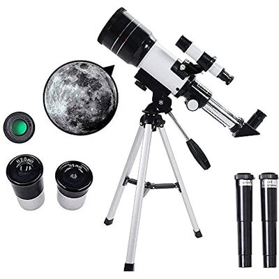 DLAZUM Télescope d'astronomie monoculaire portable pour débutants et enfants avec trépied réglable, filtre lunaire, télescope d'observation en plein air, vue du paysage DLAZUM Télescope d'astronomie monoculaire portable pour débutants et enfants avec trépied réglable, filtre lunaire, télescope d'observation en plein air, vue du paysage