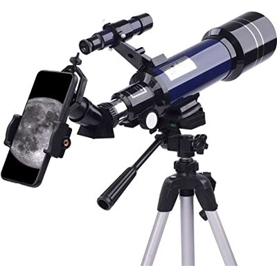 JMOZHCD Télescope pour adulte, ouverture de 70 mm et support de 400 mm, télescope pour enfants débutants, adaptateur de téléphone portable pour télescope réfracteur d'astronomie (Bleu B) JMOZHCD Télescope pour adulte, ouverture de 70 mm et support de 400 mm, télescope pour enfants débutants, adaptateur de téléphone portable pour télescope réfracteur d'astronomie (Bleu B)