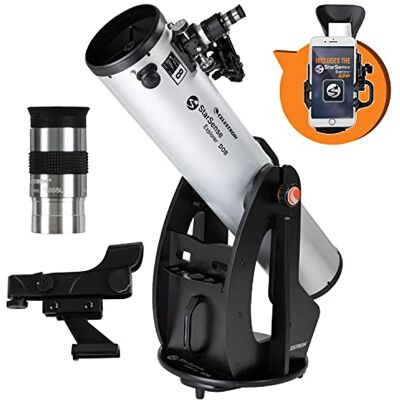Celestron Télescope StarSense Explorer Dobson 8" (compatible avec iPhone/Android, revêtement XLT, oculaire 25 mm, focus Crayford de 2", point rouge), couleur grise Celestron Télescope StarSense Explorer Dobson 8" (compatible avec iPhone/Android, revêtement XLT, oculaire 25 mm, focus Crayford de 2", point rouge), couleur grise