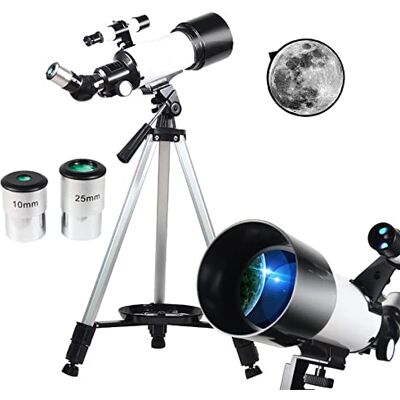 DLAZUM Télescopes pour adultes, enfants et débutants, ouverture de 70 mm, longueur focale de 400 mm, télescope astronomique professionnel portable avec trépied réglable en acier inoxydable, 2 oculaires de DLAZUM Télescopes pour adultes, enfants et débutants, ouverture de 70 mm, longueur focale de 400 mm, télescope astronomique professionnel portable avec trépied réglable en acier inoxydable, 2 oculaires de