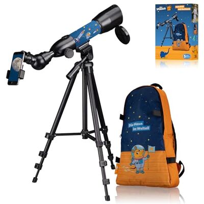 BRESSER DieMouse Télescope à lentille 50/350 avec sac à dos – Idéal pour les enfants, télescope explorateur, kit de démarrage astronomie BRESSER DieMouse Télescope à lentille 50/350 avec sac à dos – Idéal pour les enfants, télescope explorateur, kit de démarrage astronomie