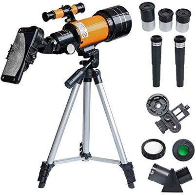 YangRy Télescope astronomique professionnel pour enfants, débutants et adultes Télescope astronomique réfractif 150X avec trépied/adaptateur de téléphone/lunette de recherche et filtre lunaire YangRy Télescope astronomique professionnel pour enfants, débutants et adultes Télescope astronomique réfractif 150X avec trépied/adaptateur de téléphone/lunette de recherche et filtre lunaire