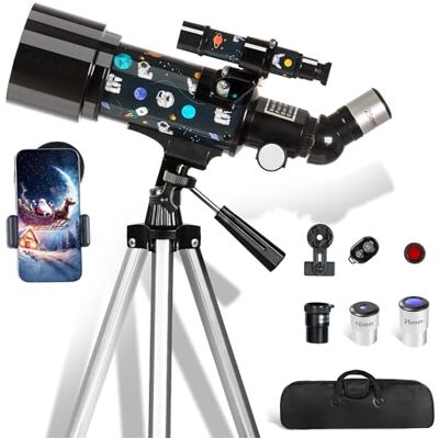 FREE SOLDIER Télescope astronomique pour enfants et adultes débutants de plus de 8 ans, ouverture de 70 mm × 400 mm, télescope réfracteur astronomique avec adaptateur de téléphone et télécommande sans fil, espace FREE SOLDIER Télescope astronomique pour enfants et adultes débutants de plus de 8 ans, ouverture de 70 mm × 400 mm, télescope réfracteur astronomique avec adaptateur de téléphone et télécommande sans fil, espace