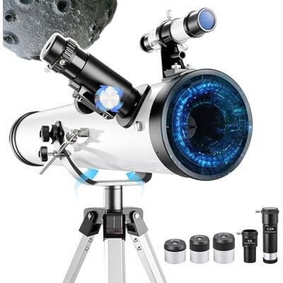 Sinsed Télescope pour adultes haute puissance pour adultes, télescope réfracteur d'astronomie professionnel, avec trépied, multiplicateur 5x, miroir lunaire, pour explorer le monde Sinsed Télescope pour adultes haute puissance pour adultes, télescope réfracteur d'astronomie professionnel, avec trépied, multiplicateur 5x, miroir lunaire, pour explorer le monde