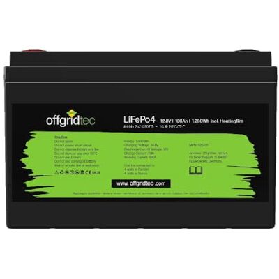 Offgridtec LifePo4 Batterie 12/100 12,8 V 100 Ah avec BMS et tapis chauffant 1280 Wh Offgridtec LifePo4 Batterie 12/100 12,8 V 100 Ah avec BMS et tapis chauffant 1280 Wh