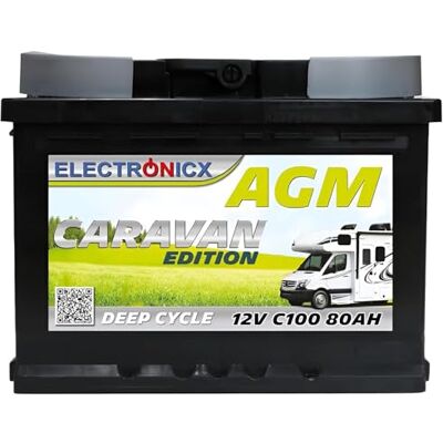 Electronicx AGM Diepontladingsaccu 12V 80Ah C100 Caravan Editie – Onderhoudsvrij, Lekvrij, Trillingsbestendig voor Kamperen, Boten, Back-upstroom en Off-gridsystemen Electronicx AGM Diepontladingsaccu 12V 80Ah C100 Caravan Editie – Onderhoudsvrij, Lekvrij, Trillingsbestendig voor Kamperen, Boten, Back-upstroom en Off-gridsystemen
