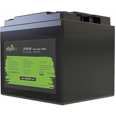 Offgridtec LifePo4 Batterie 12/50 12,8 V 50 Ah BMS intégré 640 Wh Offgridtec LifePo4 Batterie 12/50 12,8 V 50 Ah BMS intégré 640 Wh