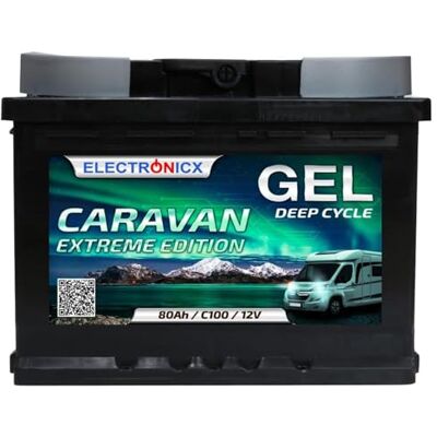 Electronicx Batterie Gel 80Ah Caravan Extreme Edition 80 Ah Solaire, Camping-Car, Batterie Solaire Portable Décharge Lente Batterie pour Panneau Solaire Batterie Electronicx Batterie Gel 80Ah Caravan Extreme Edition 80 Ah Solaire, Camping-Car, Batterie Solaire Portable Décharge Lente Batterie pour Panneau Solaire Batterie