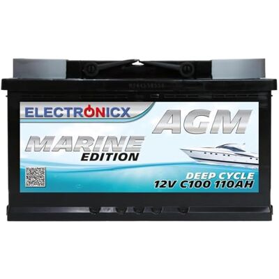 Electronicx AGM Marine Verbruiksbatterij 12V 110Ah / 110 Ah Deep Cycle Zonnepaneelbatterij onderhoudsvrij verzegeld Pluspool rechts – Boot Zeilboot Camper 315×175×190mm cyclisch bestendig Electronicx AGM Marine Verbruiksbatterij 12V 110Ah / 110 Ah Deep Cycle Zonnepaneelbatterij onderhoudsvrij verzegeld Pluspool rechts – Boot Zeilboot Camper 315×175×190mm cyclisch bestendig