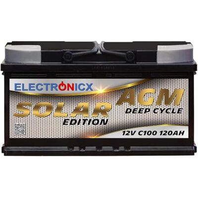 Electronicx AGM Accu 120Ah 12V – Deep Cycle Solar Edition – 12V C100 Zonnepaneelaccu met AGM-technologie – 353x175x190mm – onderhoudsvrij – voor camper, boot, zonne-installatie 120Ah Electronicx AGM Accu 120Ah 12V – Deep Cycle Solar Edition – 12V C100 Zonnepaneelaccu met AGM-technologie – 353x175x190mm – onderhoudsvrij – voor camper, boot, zonne-installatie 120Ah