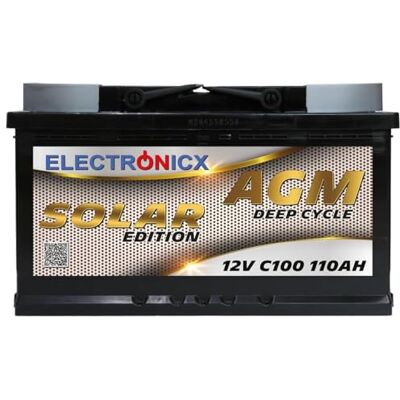 Electronicx AGM-voedingsbatterij Solar Edition 12V 110Ah – Deep Cycle zonnepaneelbatterij – onderhoudsvrij & gesloten – 315×175×190 mm – ideaal voor camper, boot, jacht, zonne-energie, kamperen Electronicx AGM-voedingsbatterij Solar Edition 12V 110Ah – Deep Cycle zonnepaneelbatterij – onderhoudsvrij & gesloten – 315×175×190 mm – ideaal voor camper, boot, jacht, zonne-energie, kamperen