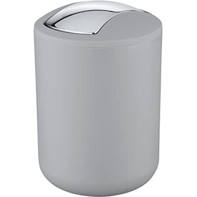WENKO Brazil Se balancer Couvrir Poubelle, 2 Liter Capacité, Gris WENKO Brazil Se balancer Couvrir Poubelle, 2 Liter Capacité, Gris