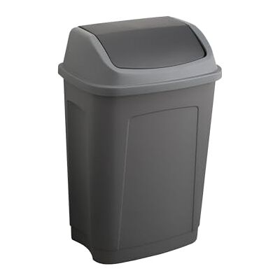 Sundis Swing, poubelle à couvercle basculant 25 L, rectangulaire, en plastique recyclé, gris et noir, pour cuisine, bureau, buanderie, atelier, salle de bain Sundis Swing, poubelle à couvercle basculant 25 L, rectangulaire, en plastique recyclé, gris et noir, pour cuisine, bureau, buanderie, atelier, salle de bain