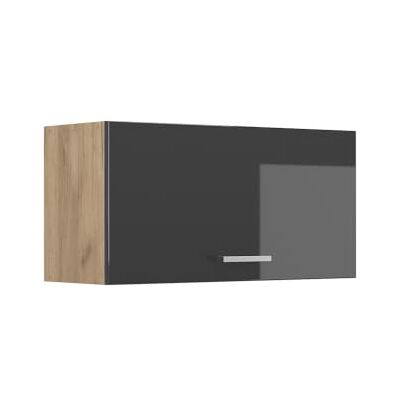 Vicco Elément haut de cuisine "R-Line", Anthracite Haute brillance/Chêne doré 80 cm Vicco Elément haut de cuisine "R-Line", Anthracite Haute brillance/Chêne doré 80 cm