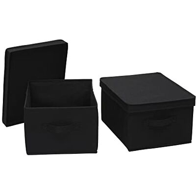 Household Essentials Lot de 2 boîtes de rangement larges en toile avec couvercle, 47 x 38 x 30,5 cm, latte Household Essentials Lot de 2 boîtes de rangement larges en toile avec couvercle, 47 x 38 x 30,5 cm, latte