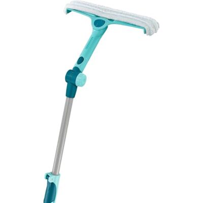 Leifheit Balai lave vitre 3 en 1, brosse de nettoyage articulée avec manche télescopique 110 à 200 cm, balai avec housse microfibre & raclette intégrée Leifheit Balai lave vitre 3 en 1, brosse de nettoyage articulée avec manche télescopique 110 à 200 cm, balai avec housse microfibre & raclette intégrée