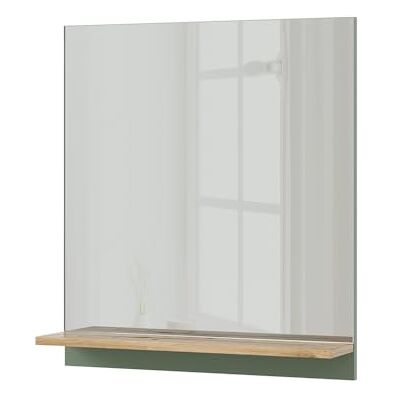 Vicco Miroir de salle de bain "Marelle", Vert/Artisan, 60x67cm Étagère intégrée · Mural · Salle de bains & séjour · Pour cosmétiques & produits de soin · Design intemporel Vicco Miroir de salle de bain "Marelle", Vert/Artisan, 60x67cm Étagère intégrée · Mural · Salle de bains & séjour · Pour cosmétiques & produits de soin · Design intemporel