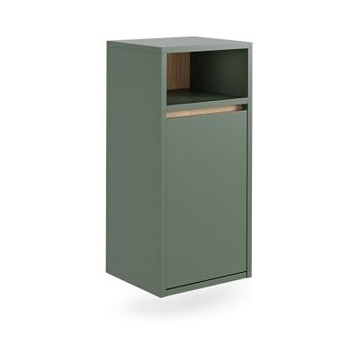 Vicco Armoire de salle de bain "Viola", Vert/Artisan, 38x80cm 1 Porte · 1 compartiment · Mural · Avec panier à linge basculant · Rangement compact du linge Vicco Armoire de salle de bain "Viola", Vert/Artisan, 38x80cm 1 Porte · 1 compartiment · Mural · Avec panier à linge basculant · Rangement compact du linge