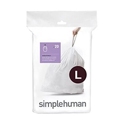 simplehuman CW0405 Code L Lot de 20 sacs poubelle en plastique Blanc simplehuman CW0405 Code L Lot de 20 sacs poubelle en plastique Blanc