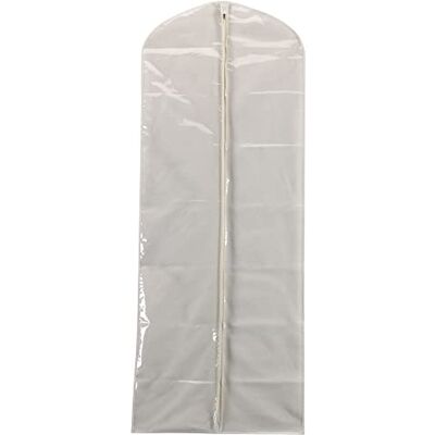 Household Essentials 311395 Hanging Garment Bag Gown and Dress Protector Natural Cotton Canvas with Clear Vinyl Cover Household Essentials 311395 Hanging Garment Bag Gown and Dress Protector Natural Cotton Canvas with Clear Vinyl Cover