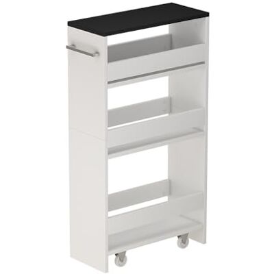 Vicco Caisson à roulettes "Rivo", blanc/anthracite, 20x84.4cm avec roulettes et surfaces de rangement ouvertes pour une utilisation flexible Vicco Caisson à roulettes "Rivo", blanc/anthracite, 20x84.4cm avec roulettes et surfaces de rangement ouvertes pour une utilisation flexible