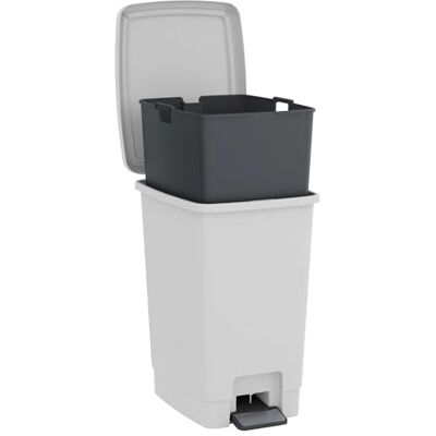Sundis Bucket Bin, poubelle à pédale 30L, seau amovible, blanc cassé Rectangulaire, en plastique recyclé, pour cuisine, bureau, buanderie, atelier, salle de bain Sundis Bucket Bin, poubelle à pédale 30L, seau amovible, blanc cassé Rectangulaire, en plastique recyclé, pour cuisine, bureau, buanderie, atelier, salle de bain