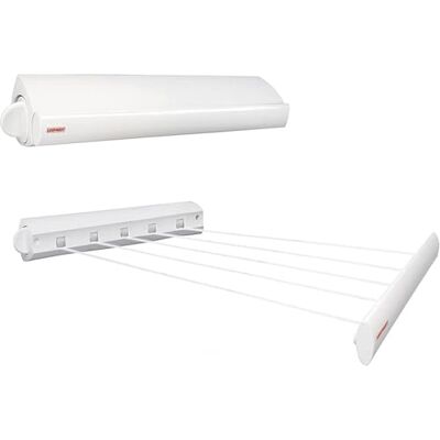 Leifheit Séchoir mural Rollfix 210 Longline, sèche linge dépliable avec 5 fils de 4,20 mètres, étendoir à linge robuste pour intérieur et extérieur Leifheit Séchoir mural Rollfix 210 Longline, sèche linge dépliable avec 5 fils de 4,20 mètres, étendoir à linge robuste pour intérieur et extérieur