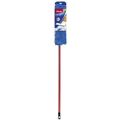 Vileda 161575 Flip Serpillère en microfibre de forme trapézoïdale composée de 2 faces pour un nettoyage plus complet et en profondeur, bleu, blanc et rouge Vileda 161575 Flip Serpillère en microfibre de forme trapézoïdale composée de 2 faces pour un nettoyage plus complet et en profondeur, bleu, blanc et rouge
