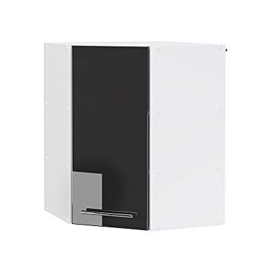 Vicco Elément haut de cuisine "Fame-Line", Anthracite Haute brillance, 57cm Façade en MDF · 2 Tablettes · Fermeture douce · Poignées en métal · Solution d’angle gain de place ✓ Vicco Elément haut de cuisine "Fame-Line", Anthracite Haute brillance, 57cm Façade en MDF · 2 Tablettes · Fermeture douce · Poignées en métal · Solution d’angle gain de place ✓