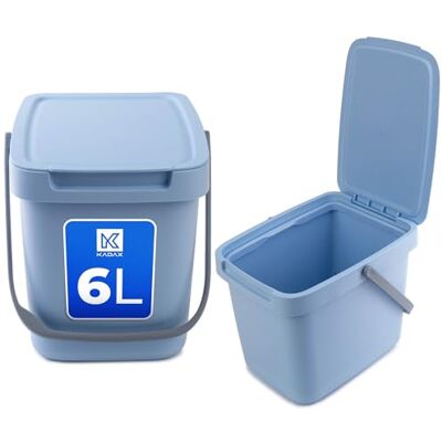 KADAX Poubelle en plastique avec couvercle rabattable et poignée, collecteur de déchets rectangulaire, pour le tri sélectif (bleu, 6 l) KADAX Poubelle en plastique avec couvercle rabattable et poignée, collecteur de déchets rectangulaire, pour le tri sélectif (bleu, 6 l)