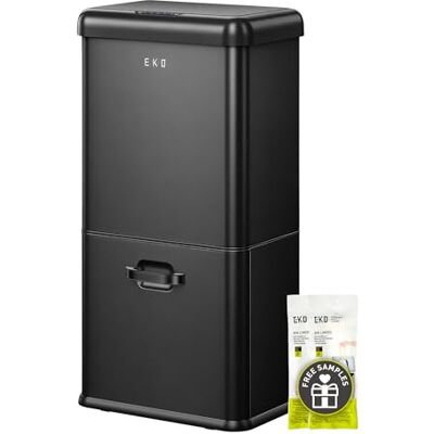 EKO Poubelle Sensor 2 compartiments 32 L + 18 L, design vertical, peu Poubelle de cuisine en acier inoxydable noir mat, fermeture douce et fonction de maintien ouvert, poubelle de recyclage de 50 EKO Poubelle Sensor 2 compartiments 32 L + 18 L, design vertical, peu Poubelle de cuisine en acier inoxydable noir mat, fermeture douce et fonction de maintien ouvert, poubelle de recyclage de 50