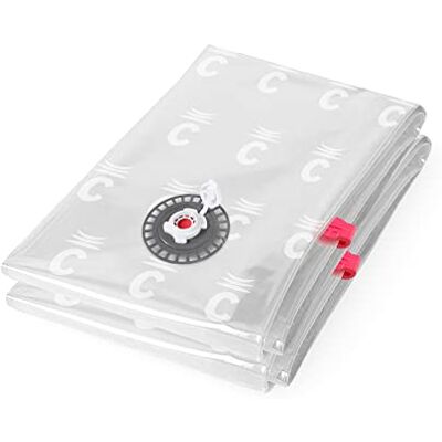 Compactor Lot de 2 sacs de compression sous vide Taille M Solution de rangement réutilisable et peu encombrante avec valve ultra efficace Compactor Lot de 2 sacs de compression sous vide Taille M Solution de rangement réutilisable et peu encombrante avec valve ultra efficace