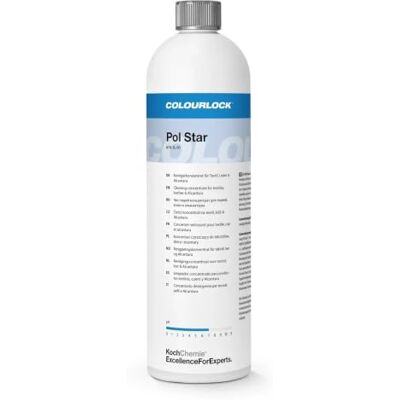 Koch Chemie Colourlock Pol Star Nettoyant pour tissus d'ameublement et cuir, 1 l, nettoyant textile neutre pour alcantara, tapis et tissus d'ameublement, élimine la saleté sans bords d'eau, fabriqué par KOCH Koch Chemie Colourlock Pol Star Nettoyant pour tissus d'ameublement et cuir, 1 l, nettoyant textile neutre pour alcantara, tapis et tissus d'ameublement, élimine la saleté sans bords d'eau, fabriqué par KOCH