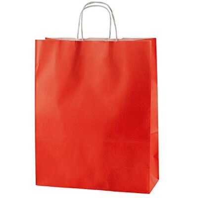 Thepaperbagstore 25 sacs papier rouges à anses 25 x 11 x 31 cm Papier kraft 100 gsm, anses torsadées et base plate pour cadeaux, boutiques, fêtes et événements Thepaperbagstore 25 sacs papier rouges à anses 25 x 11 x 31 cm Papier kraft 100 gsm, anses torsadées et base plate pour cadeaux, boutiques, fêtes et événements