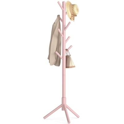 VASAGLE Porte-Manteau sur Pied en Bois Massif, 8 Crochets, Capacité 15 kg Porte-Manteau, 46.3 x 40.3 x 174.5 cm, Hauteur Réglable, pour l'Entrée, Rose, Collection ANDI RCR004R01 VASAGLE Porte-Manteau sur Pied en Bois Massif, 8 Crochets, Capacité 15 kg Porte-Manteau, 46.3 x 40.3 x 174.5 cm, Hauteur Réglable, pour l'Entrée, Rose, Collection ANDI RCR004R01