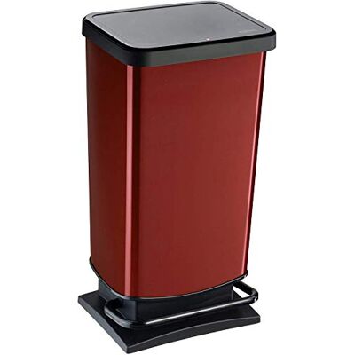 Rotho Paso Poubelle 40l avec pédale et couvercle, Plastique (PP) sans BPA, rouge métallique, 40l (35,3 x 29,5 x 67,6 cm) Rotho Paso Poubelle 40l avec pédale et couvercle, Plastique (PP) sans BPA, rouge métallique, 40l (35,3 x 29,5 x 67,6 cm)