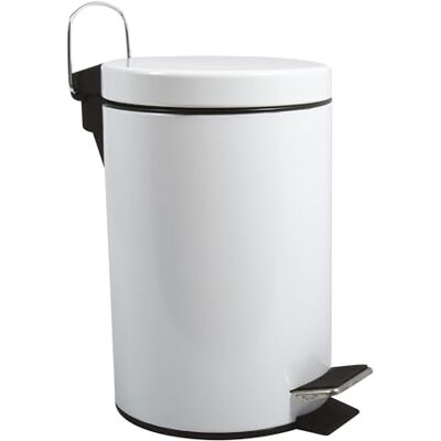MSV 100022 Poubelle à pédale métallique, couleur blanche, diamètre 16,5 x 25 cm, 3 l MSV 100022 Poubelle à pédale métallique, couleur blanche, diamètre 16,5 x 25 cm, 3 l