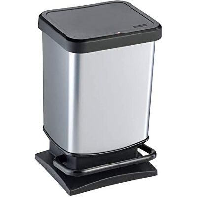 Rotho Poubelle Paso 20 l avec couvercle, plastique (PP) sans BPA, argent métallisé, 20 litres (29,3 x 26,6 x 45,7 cm) Rotho Poubelle Paso 20 l avec couvercle, plastique (PP) sans BPA, argent métallisé, 20 litres (29,3 x 26,6 x 45,7 cm)