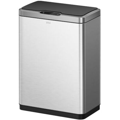 EKO Poubelle électrique à capteur à 2 compartiments, 2 x 20 l, poubelle de 2 seaux intérieurs en plastique, fermeture douce, acier inoxydable sans traces de doigts, poubelle automatique de cuisine EKO Poubelle électrique à capteur à 2 compartiments, 2 x 20 l, poubelle de 2 seaux intérieurs en plastique, fermeture douce, acier inoxydable sans traces de doigts, poubelle automatique de cuisine