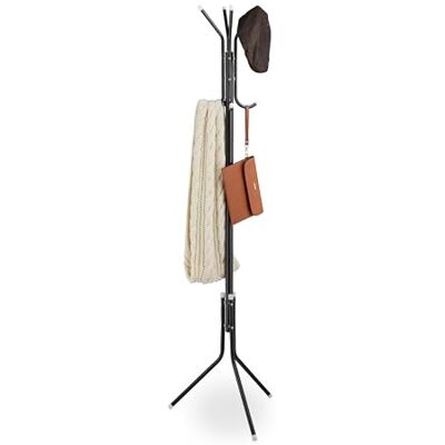 Relaxdays Porte-manteau en Métal avec 8 Crochets pour Vestes, Manteaux et Chapeaux H x l x P : 169 x 40 x 48 cm Noir Relaxdays Porte-manteau en Métal avec 8 Crochets pour Vestes, Manteaux et Chapeaux H x l x P : 169 x 40 x 48 cm Noir