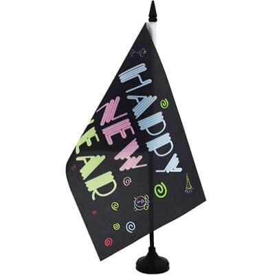 AZ FLAG Drapeau de Table Bonne année Néon 21x14 cm Socle Plastique Usage intérieur Drapeau de bureau Happy New Year finition cousue et bords renforcés polyester 100D AZ FLAG Drapeau de Table Bonne année Néon 21x14 cm Socle Plastique Usage intérieur Drapeau de bureau Happy New Year finition cousue et bords renforcés polyester 100D
