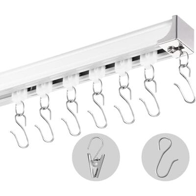 VEVOR Ensemble de rails de rideaux de plafond, 3,6 m, système de rails de plafond coulissants pour rideaux, séparateur de pièce, montage au plafond/mural pour salon, chambre à coucher avec crochets et VEVOR Ensemble de rails de rideaux de plafond, 3,6 m, système de rails de plafond coulissants pour rideaux, séparateur de pièce, montage au plafond/mural pour salon, chambre à coucher avec crochets et