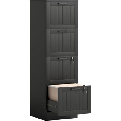 HOMCOM Cassettiera Portadocumenti a 4 Cassetti con Binario Regolabile, 2 Chiavi e 2 Serrature, Mobiletto da Ufficio in MDF Adatto a Cartelle di Formato A4 e Formato Lettera, 40x40x131 cm, Nero HOMCOM Cassettiera Portadocumenti a 4 Cassetti con Binario Regolabile, 2 Chiavi e 2 Serrature, Mobiletto da Ufficio in MDF Adatto a Cartelle di Formato A4 e Formato Lettera, 40x40x131 cm, Nero