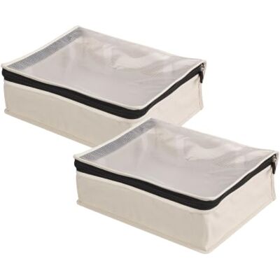 Household Essentials Cedarline 3321-1 Lot de 2 sacs de rangement en toile de coton naturel avec fermeture Éclair Household Essentials Cedarline 3321-1 Lot de 2 sacs de rangement en toile de coton naturel avec fermeture Éclair