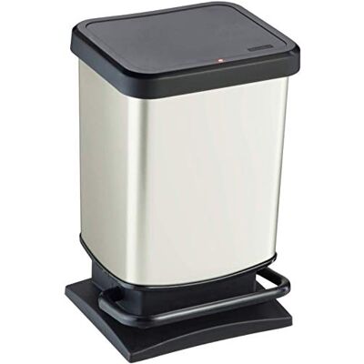 Rotho Paso poubelle cuisine 20 L à pédale avec couvercle blanc métallisé Poubelle salle bain, pédale large, couvercle Soft-Close silencieux, plastique PP facile à nettoyer, aspect inox pratique Rotho Paso poubelle cuisine 20 L à pédale avec couvercle blanc métallisé Poubelle salle bain, pédale large, couvercle Soft-Close silencieux, plastique PP facile à nettoyer, aspect inox pratique