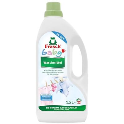 FROSCH Baby Lessive gel, lessive liquide pour bébés et peaux sensibles, 22 lavages, 1 paquet (1 x 1,5 l) FROSCH Baby Lessive gel, lessive liquide pour bébés et peaux sensibles, 22 lavages, 1 paquet (1 x 1,5 l)