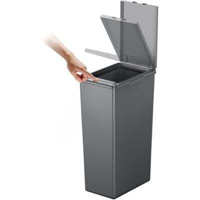 EKO Morandi Poubelle de recyclage de cuisine de 30 l avec couvercle tactile, en plastique fin avec autocollants de recyclage et finition facile à nettoyer, design compact pour la maison ou le bureau EKO Morandi Poubelle de recyclage de cuisine de 30 l avec couvercle tactile, en plastique fin avec autocollants de recyclage et finition facile à nettoyer, design compact pour la maison ou le bureau